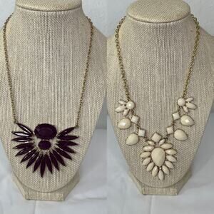 2 Unbranded statement Necklaces 1 Beige 20-3/4" & 1 Burgundy 19-1/2", Chic, glam